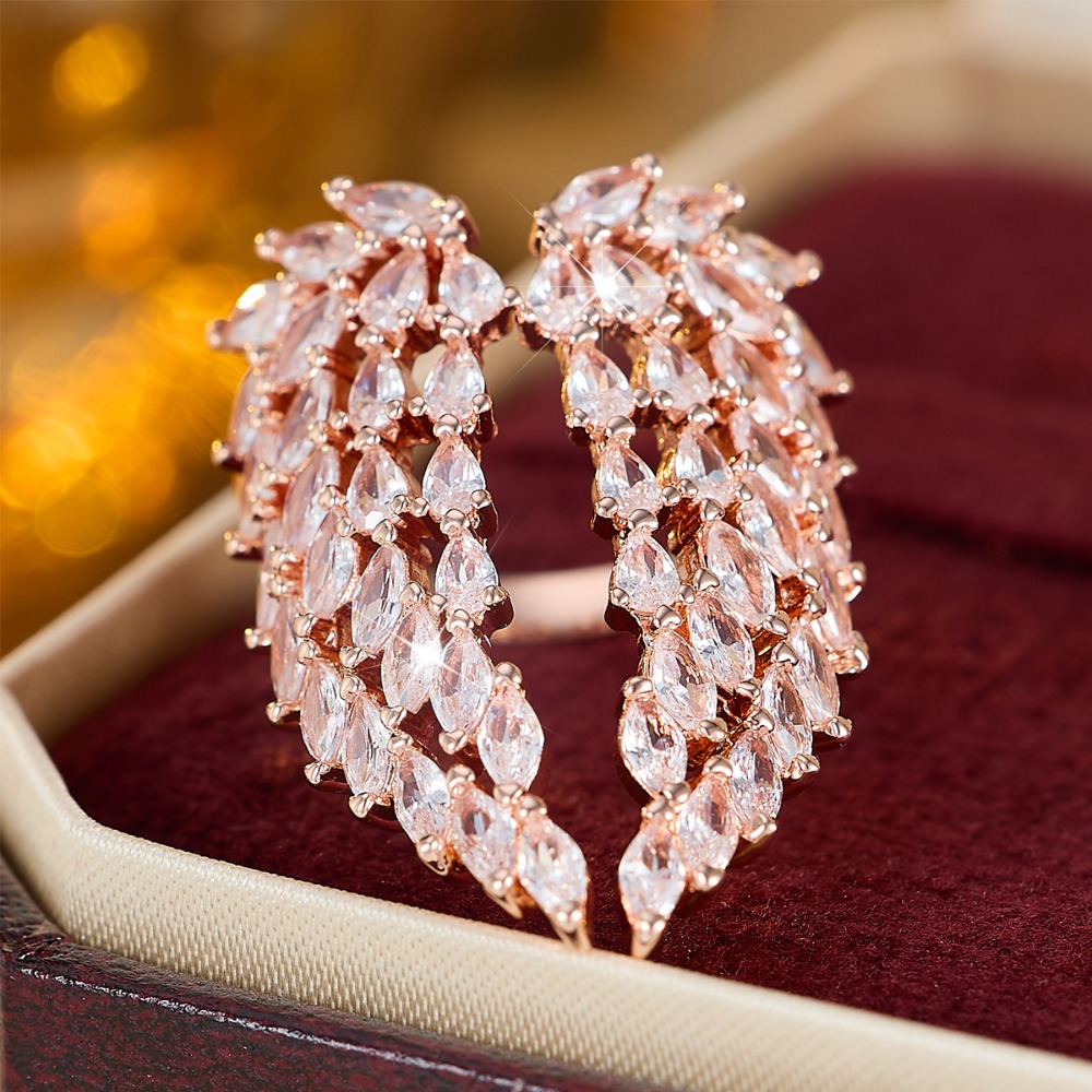 Women's Open Zirconia Exaggerated Ring Inspired by Wings